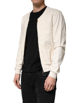Dolce & Gabbana Off White Cotton Full Zip Denim Men Blouson Jacket