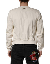 Dolce & Gabbana Off White Cotton Full Zip Denim Men Blouson Jacket