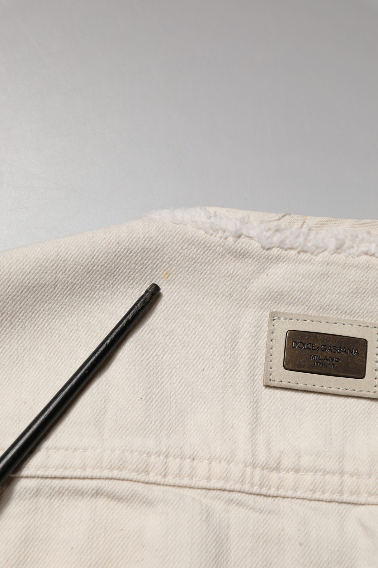 Dolce & Gabbana Off White Cotton Full Zip Denim Men Blouson Jacket