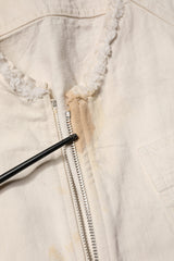 Dolce & Gabbana Off White Cotton Full Zip Denim Men Blouson Jacket