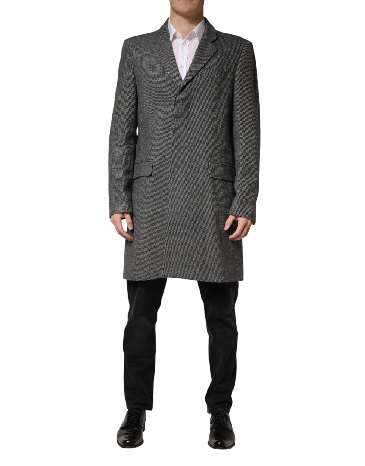 Dolce & Gabbana Gray Single Breasted Men Trench Coat Jacket