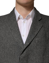 Dolce & Gabbana Gray Single Breasted Men Trench Coat Jacket