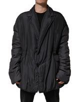 Dolce & Gabbana Black Silk Padded Parka Men Coat Jacket