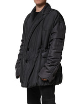 Dolce & Gabbana Black Silk Padded Parka Men Coat Jacket