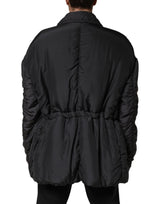 Dolce & Gabbana Black Silk Padded Parka Men Coat Jacket