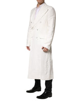 Dolce & Gabbana White Double Breasted Men Trench Coat Jacket