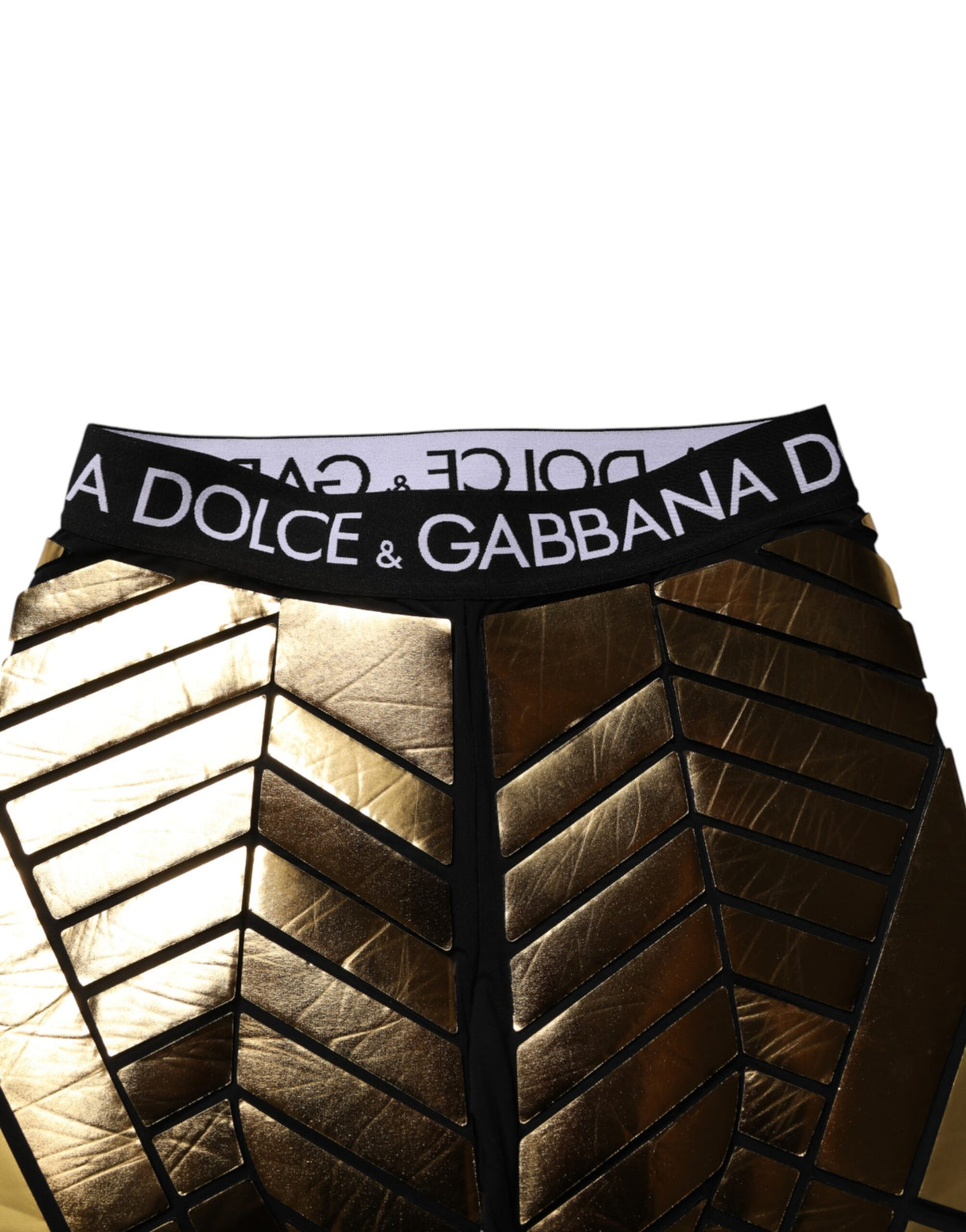Dolce & Gabbana Black Gold Geometric Logo Men Leggings Pants