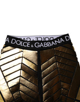 Dolce & Gabbana Black Gold Geometric Logo Men Leggings Pants