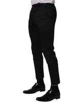 Dolce & Gabbana Dark Blue Cotton Skinny Dress Trouser Pants