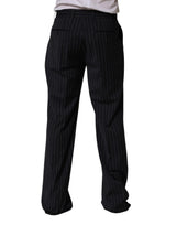 Dolce & Gabbana Black Stripe Straight Men Dress Trouser Pants