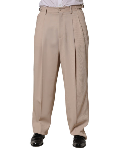 Dolce & Gabbana Beige Stretch Straight Men Dress Trouser Pants