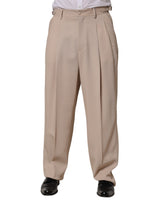 Dolce & Gabbana Beige Stretch Straight Men Dress Trouser Pants