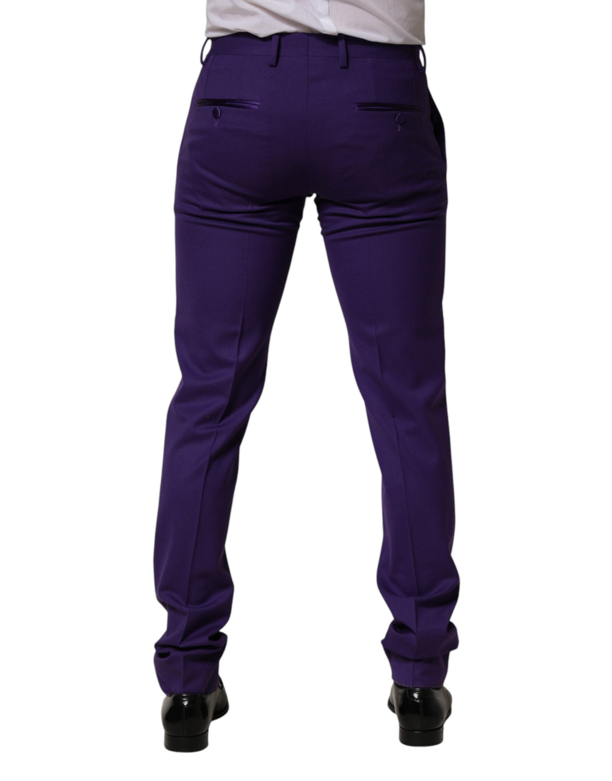 Dolce & Gabbana Purple Wool Skinny Dress Men Trouser Pants