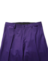 Dolce & Gabbana Purple Wool Skinny Dress Men Trouser Pants
