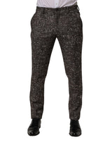 Dolce & Gabbana Brown Wool Plaid Skinny Dress Trouser Pants