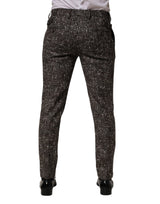 Dolce & Gabbana Brown Wool Plaid Skinny Dress Trouser Pants