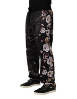 Dolce & Gabbana Black Floral Straight-Leg Chino Trouser Pants