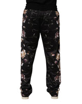 Dolce & Gabbana Black Floral Straight-Leg Chino Trouser Pants