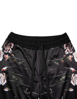 Dolce & Gabbana Black Floral Straight-Leg Chino Trouser Pants