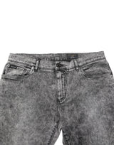 Dolce & Gabbana Gray Cotton Straight Leg Denim Trouser Jeans
