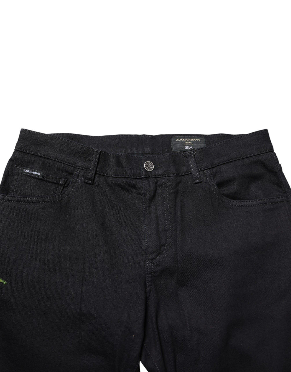 Dolce & Gabbana Black Floral Cotton Skinny Men Denim Jeans