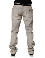 Dolce & Gabbana Light Gray Cotton Straight Denim Trouser Jeans