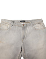 Dolce & Gabbana Light Gray Cotton Straight Denim Trouser Jeans
