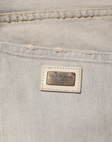 Dolce & Gabbana Light Gray Cotton Straight Denim Trouser Jeans