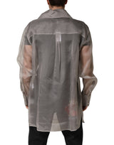 Dolce & Gabbana Gray Sheer Silk Button Front Men Dress Shirt