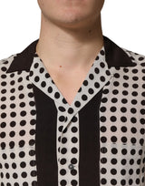 Dolce & Gabbana White Black Polka Dot Silk Men Casual Shirt