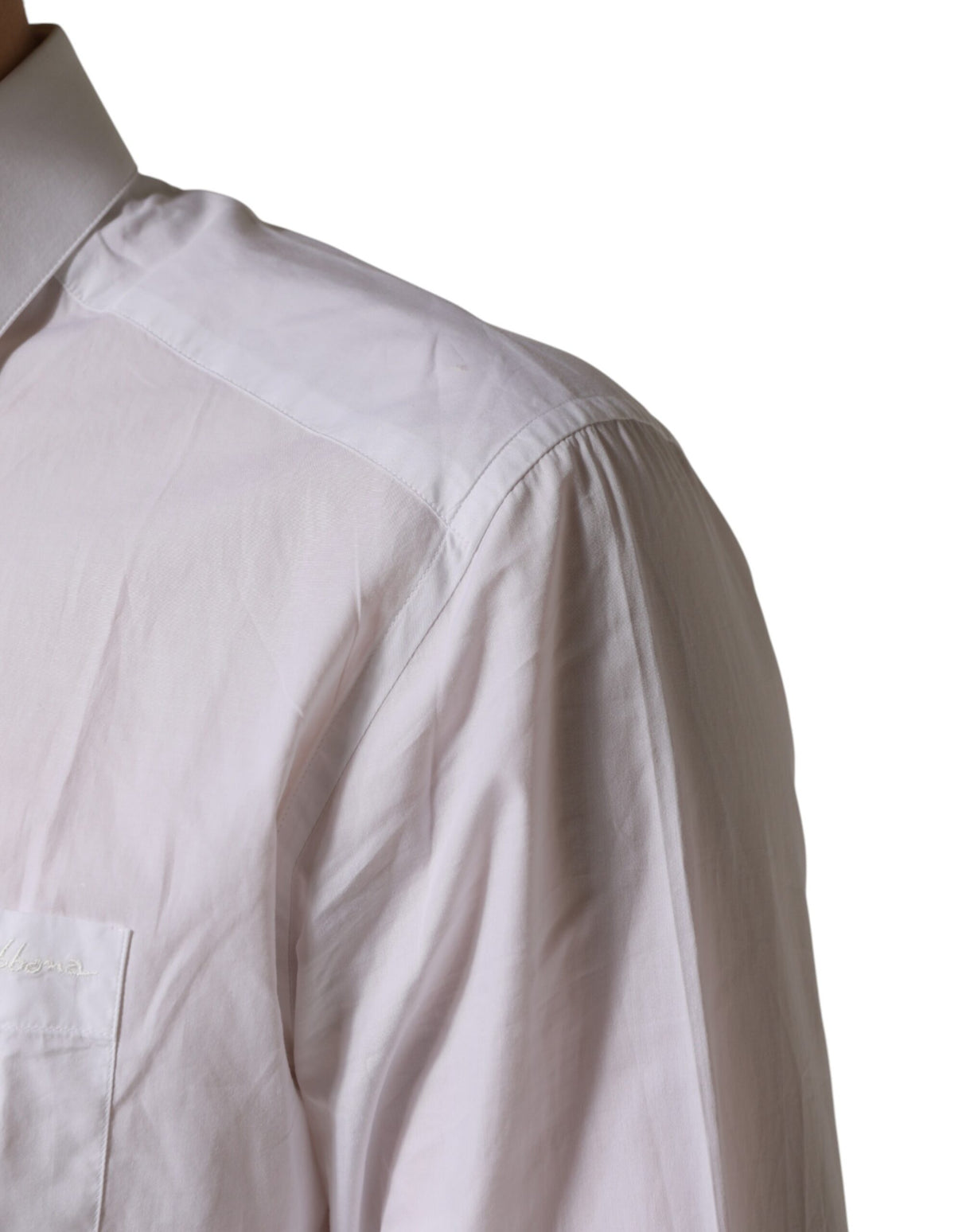 Dolce & Gabbana White GOLD Cotton Collared Formal Dress Shirt