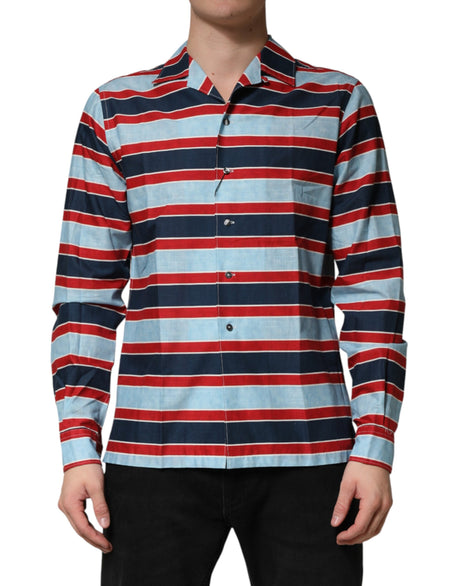 Dolce & Gabbana Multicolor Stripes Cotton Men Button Down Shirt