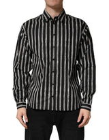 Dolce & Gabbana Black Stripes Cotton Men Formal Dress Shirt