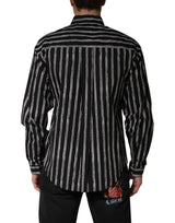 Dolce & Gabbana Black Stripes Cotton Men Formal Dress Shirt