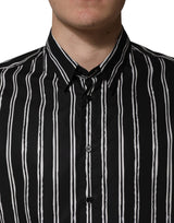 Dolce & Gabbana Black Stripes Cotton Men Formal Dress Shirt
