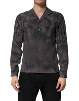 Dolce & Gabbana Black Patterned Silk Men Button Down Shirt