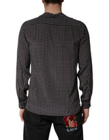 Dolce & Gabbana Black Patterned Silk Men Button Down Shirt
