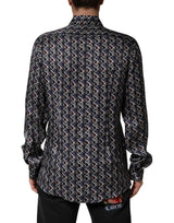 Dolce & Gabbana Multicolor Patterned Collared GOLD Men Dress Shirt