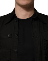Dolce & Gabbana Black Cotton Collared Men Button Down Shirt