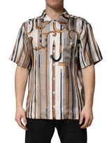 Dolce & Gabbana Multicolor Walking Stick Print Men Shirt