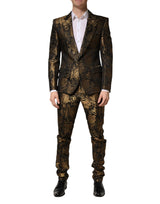 Dolce & Gabbana Black Gold Jacquard Single Breasted 2PC Suit