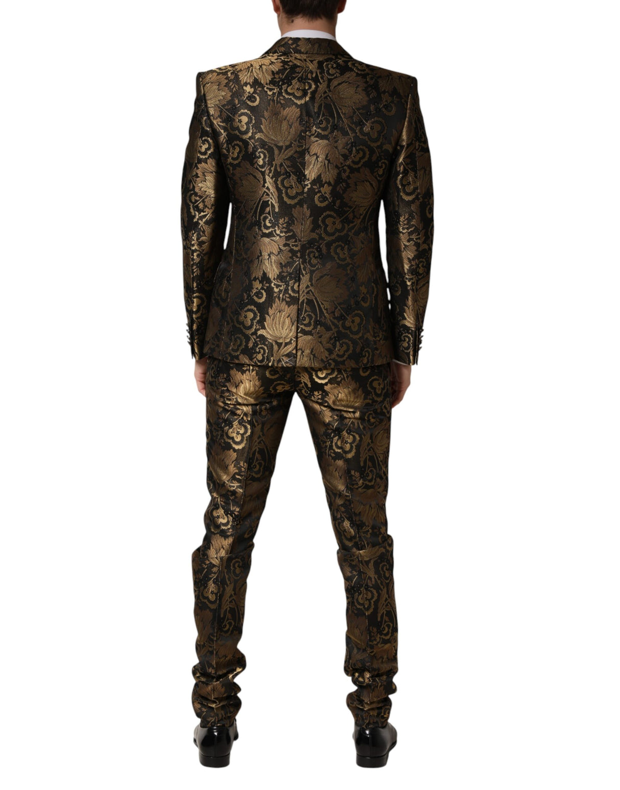 Dolce & Gabbana Black Gold Jacquard Single Breasted 2PC Suit
