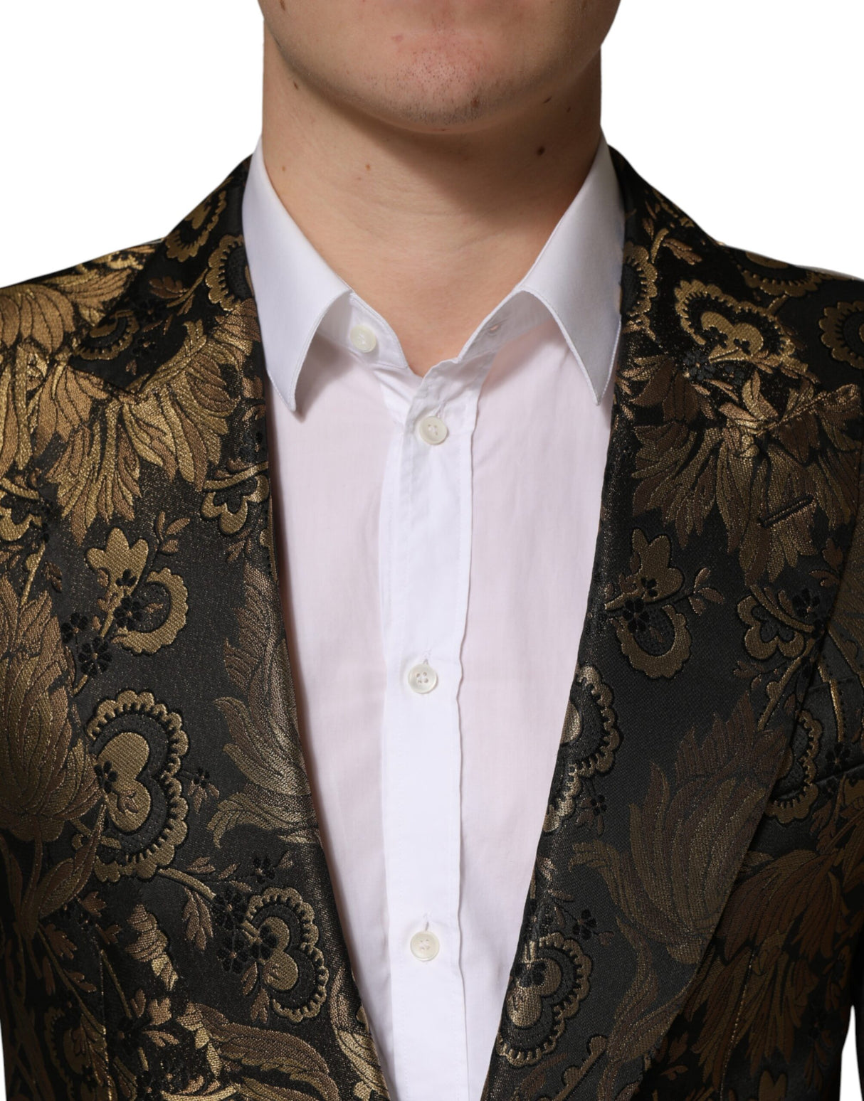 Dolce & Gabbana Black Gold Jacquard Single Breasted 2PC Suit