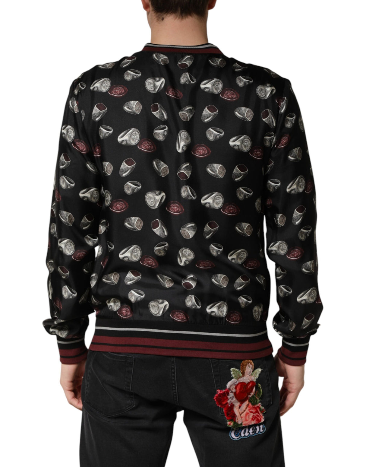 Dolce & Gabbana Black Ring Print CrewNeck Sweatshirt  Sweater