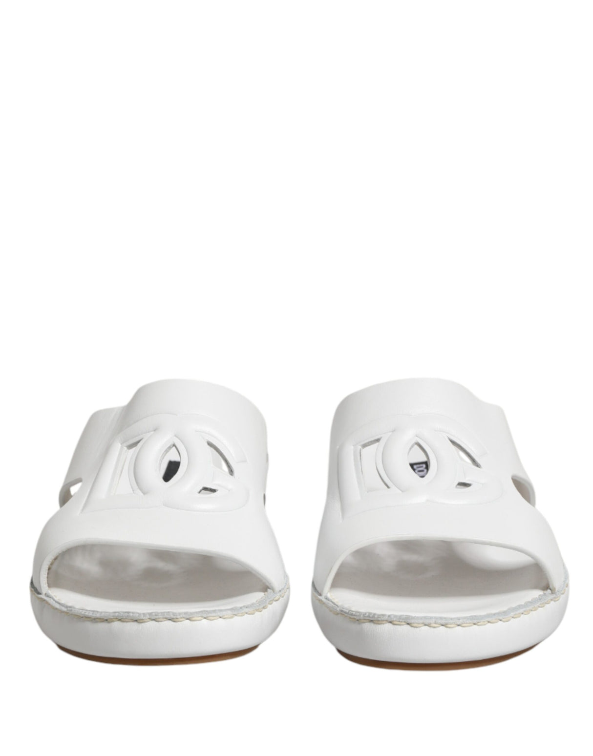 Dolce & Gabbana White DG Cutout Slides Slippers Flats Shoes