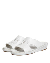 Dolce & Gabbana White DG Cutout Slides Slippers Flats Shoes