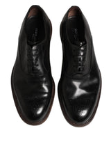 Dolce & Gabbana Black Calfskin Leather Oxford Dress Shoes