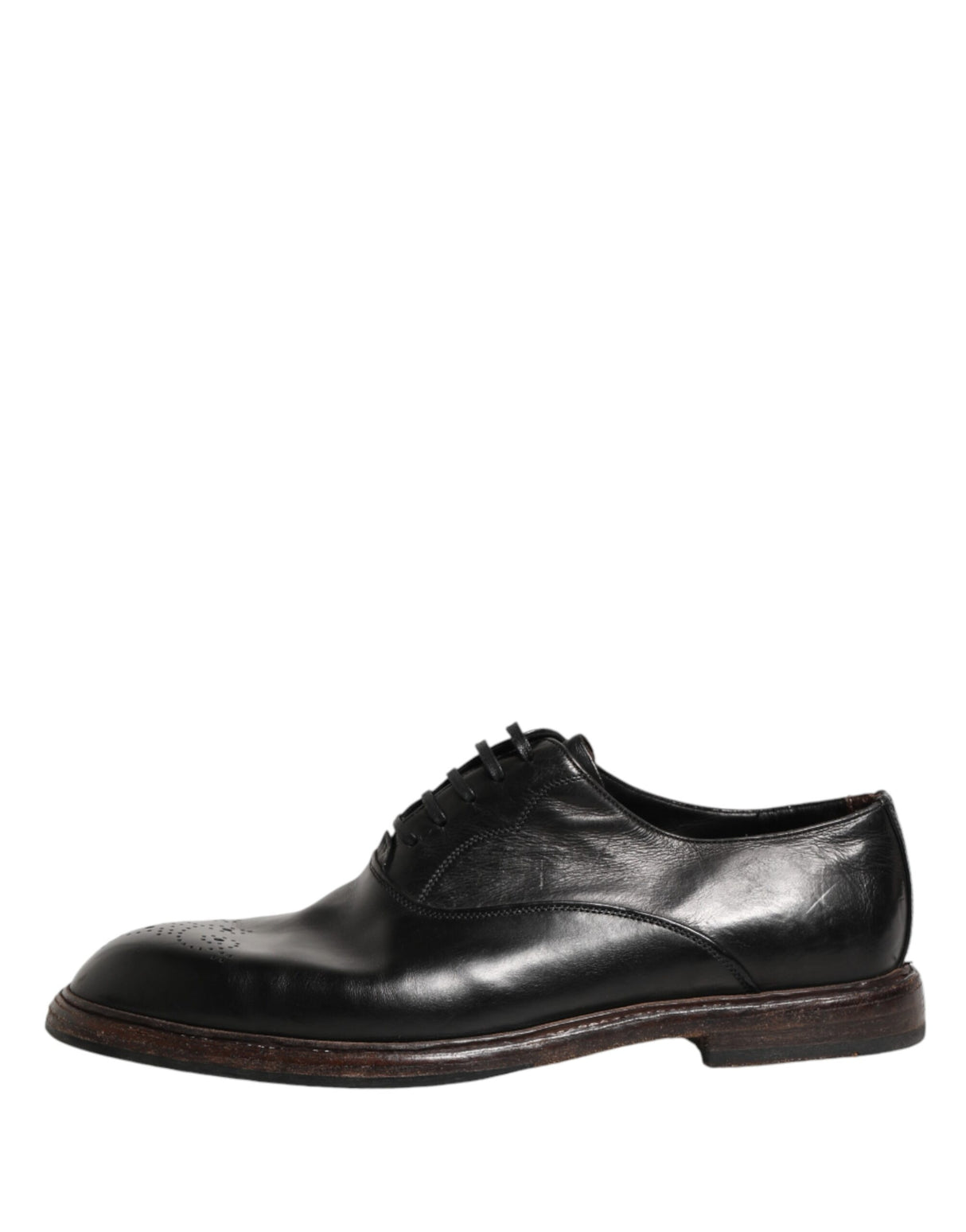 Dolce & Gabbana Black Calfskin Leather Oxford Dress Shoes