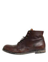 Dolce & Gabbana Brown Lace Up Short Ankle Boots Men Shoes