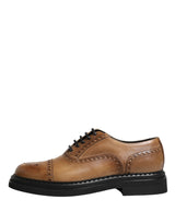 Dolce & Gabbana Brown Lace Up Leather Brogue Derby Men Shoes